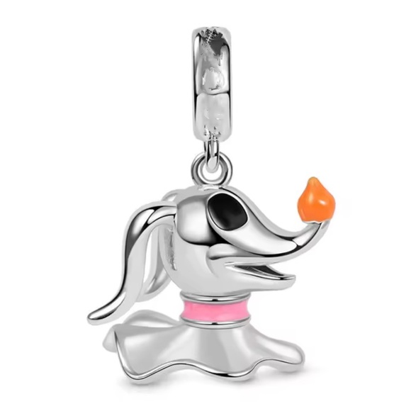 NWOT Zero Nightmare before Christmas Ghost Dog w/ Lantern Nose Charm Silver 925 - Picture 1 of 1